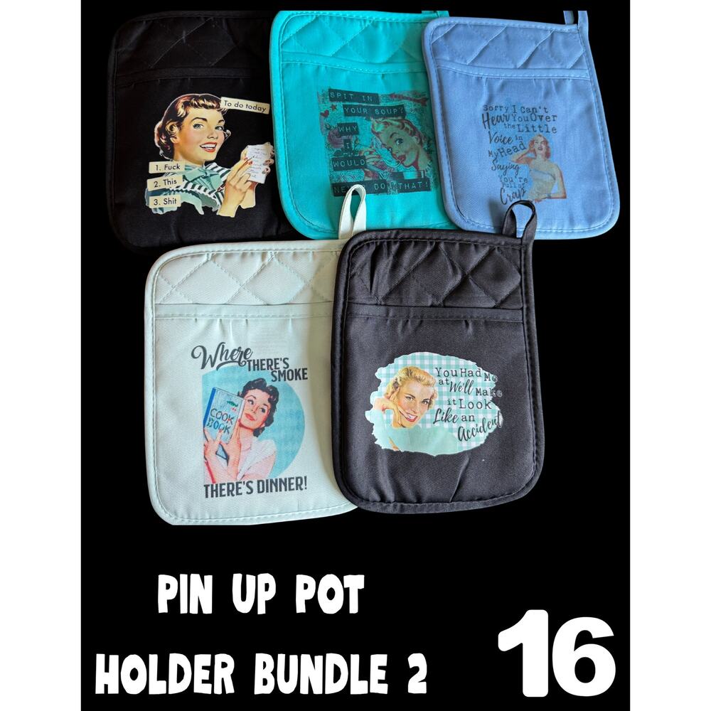50s Housewife Pot Holders 2 - Brand New - Great Gift - Vendor Show Filler